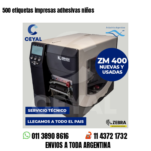 500 etiquetas impresas adhesivas niños
