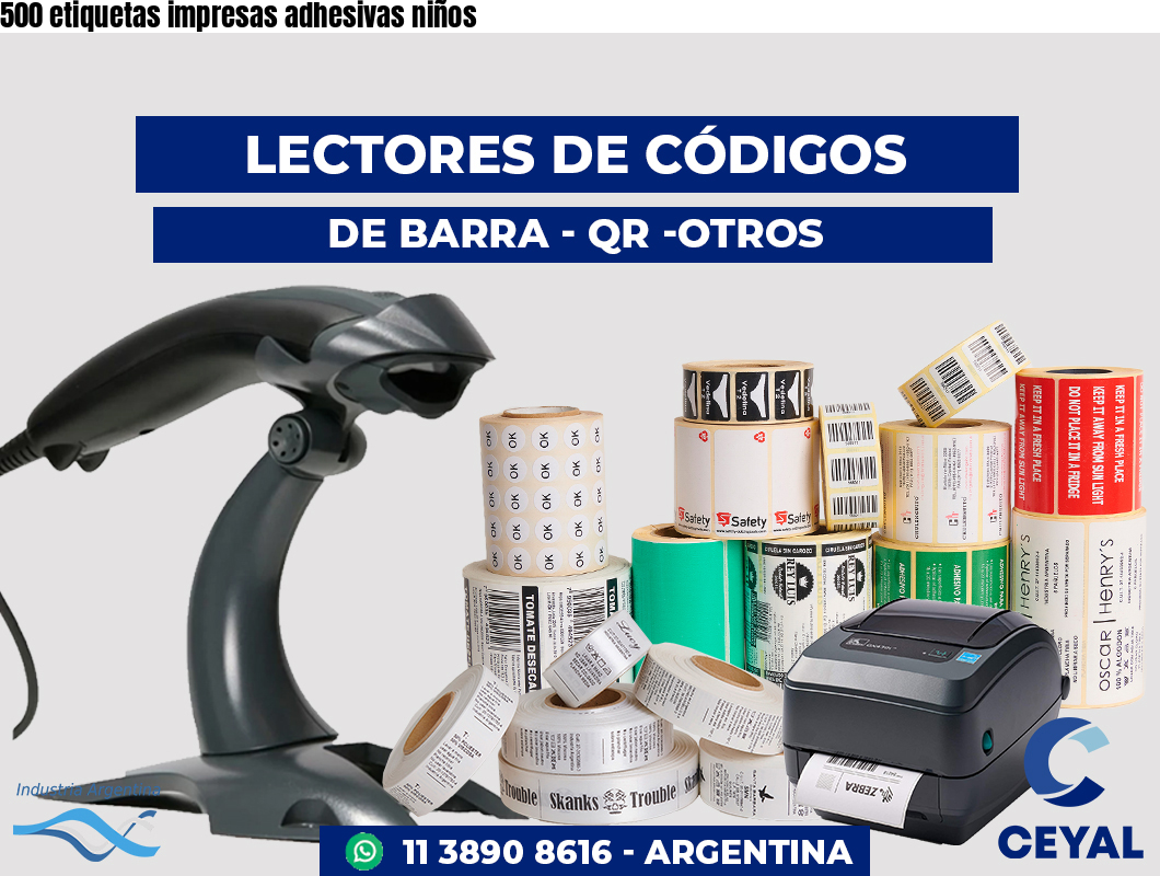 500 etiquetas impresas adhesivas niños