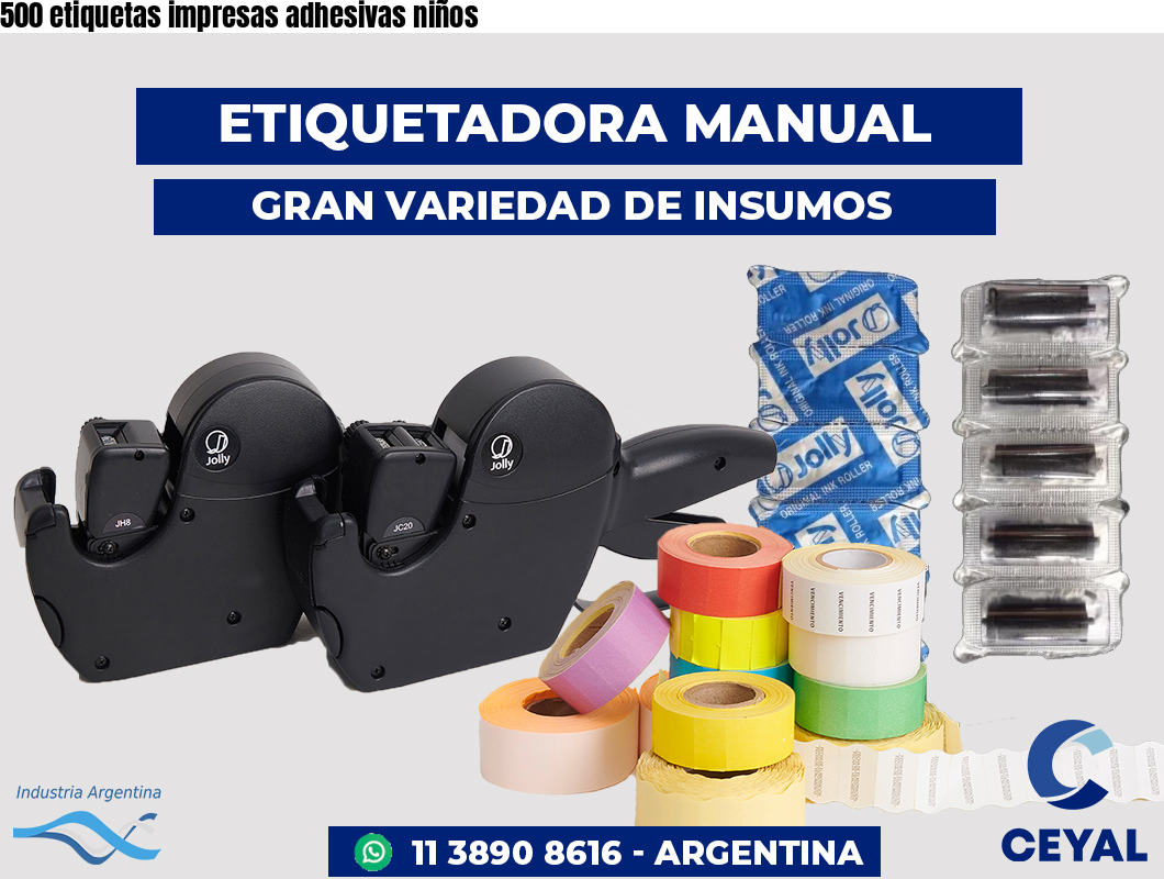 500 etiquetas impresas adhesivas niños
