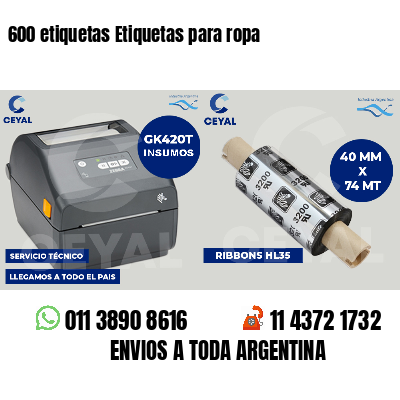 600 etiquetas Etiquetas para ropa