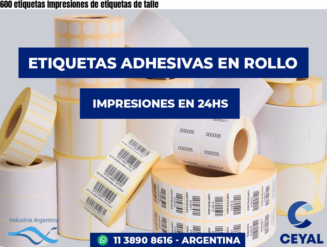 600 etiquetas Impresiones de etiquetas de talle