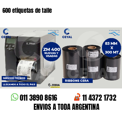600 etiquetas de talle