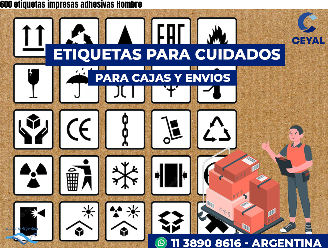 600 etiquetas impresas adhesivas Hombre