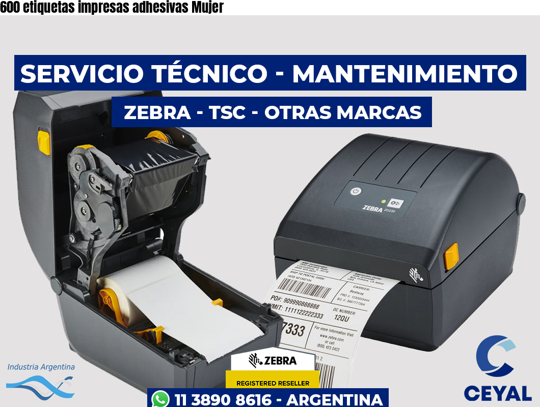 600 etiquetas impresas adhesivas Mujer