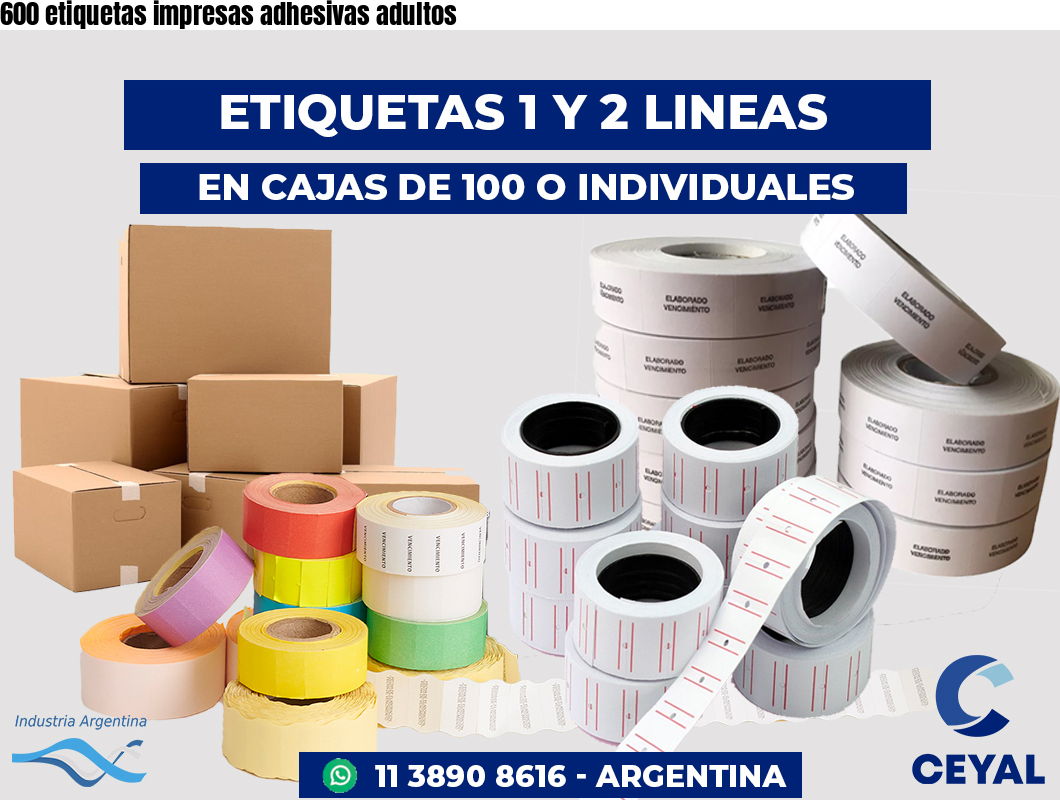 600 etiquetas impresas adhesivas adultos