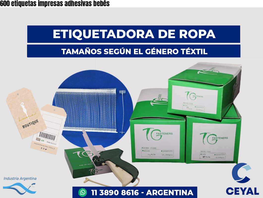 600 etiquetas impresas adhesivas bebés