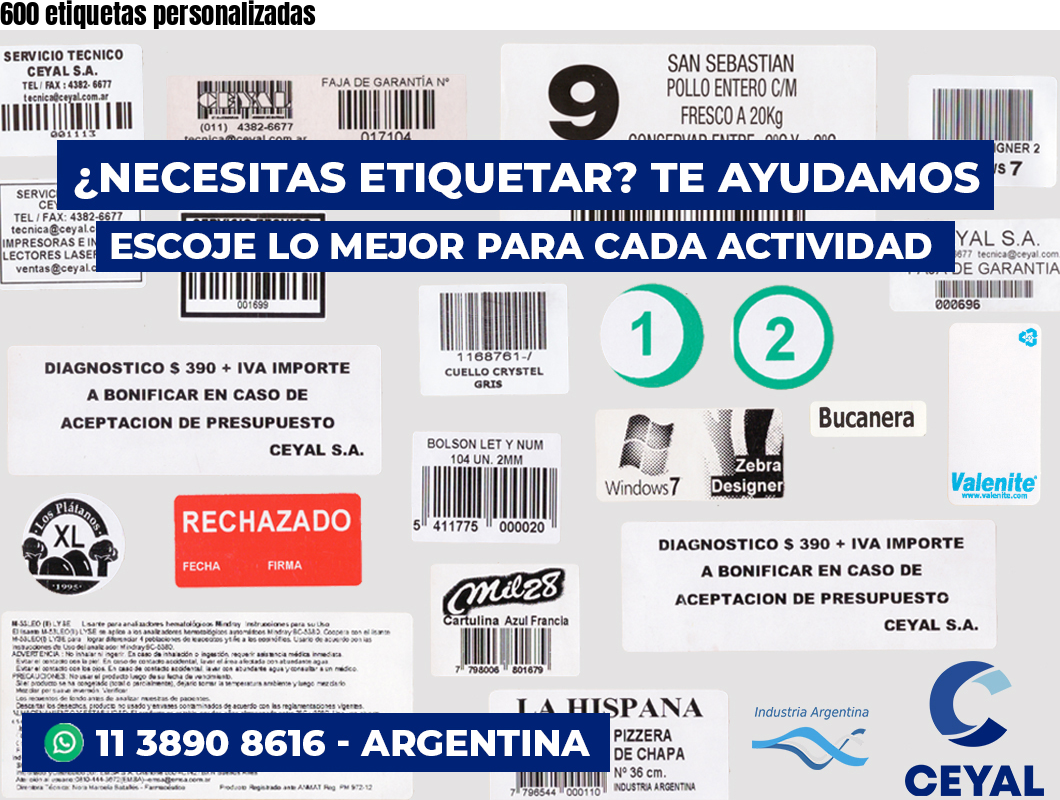 600 etiquetas personalizadas