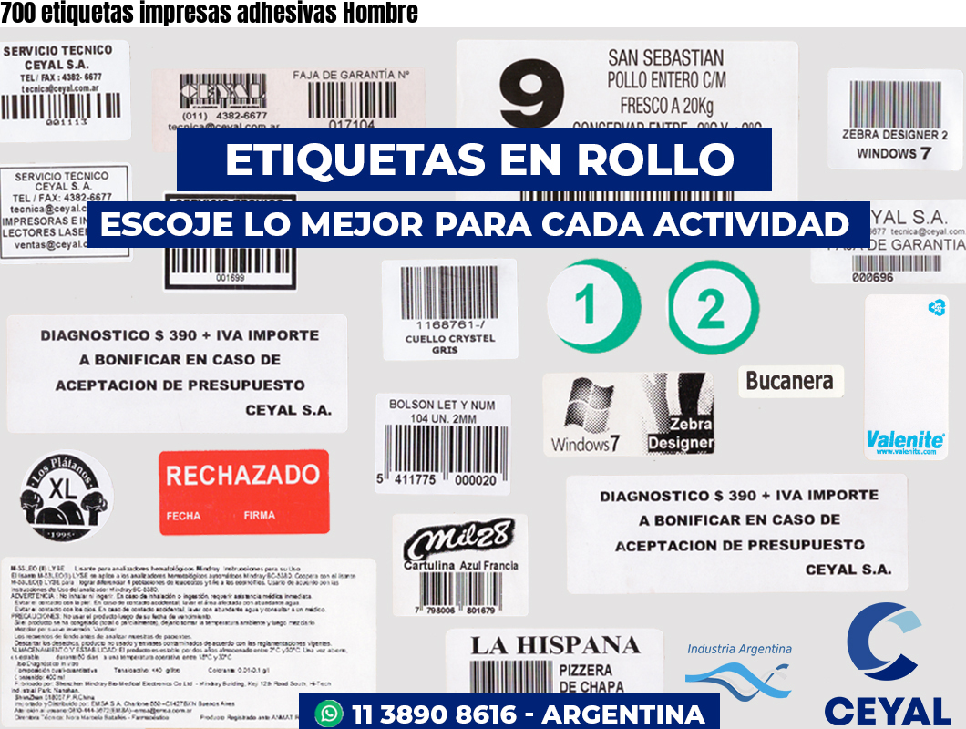 700 etiquetas impresas adhesivas Hombre