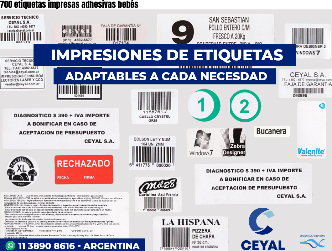 700 etiquetas impresas adhesivas bebés
