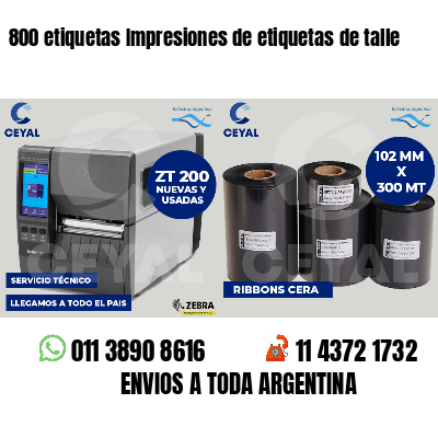 800 etiquetas Impresiones de etiquetas de talle