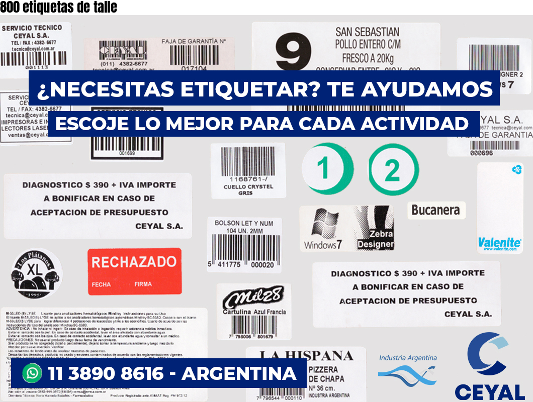 800 etiquetas de talle