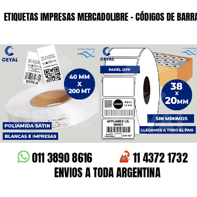ETIQUETAS IMPRESAS MERCADOLIBRE - CÓDIGOS DE BARRA