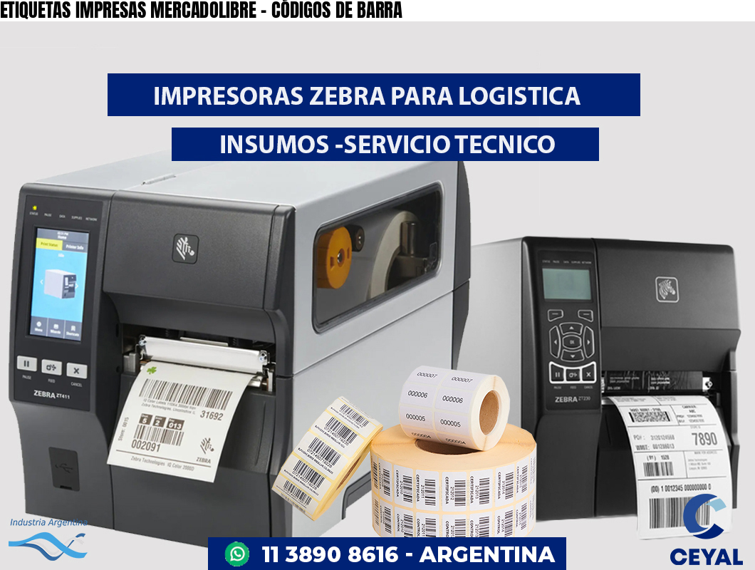ETIQUETAS IMPRESAS MERCADOLIBRE - CÓDIGOS DE BARRA