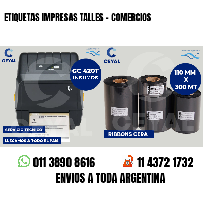 ETIQUETAS IMPRESAS TALLES - COMERCIOS