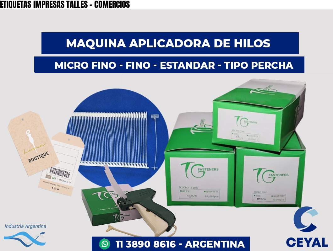 ETIQUETAS IMPRESAS TALLES - COMERCIOS