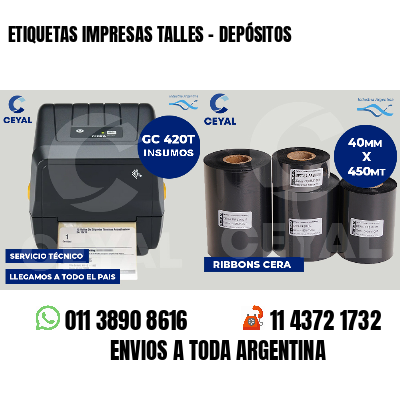 ETIQUETAS IMPRESAS TALLES - DEPÓSITOS