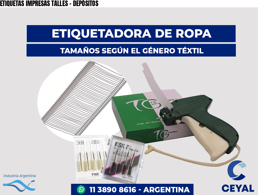 ETIQUETAS IMPRESAS TALLES - DEPÓSITOS