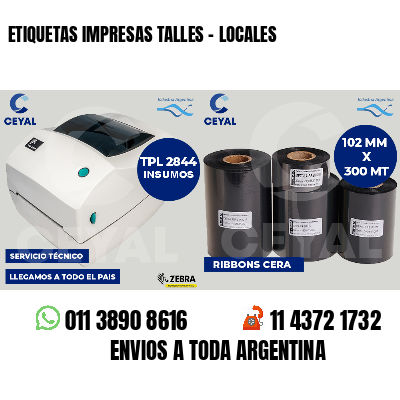 ETIQUETAS IMPRESAS TALLES - LOCALES