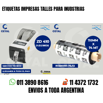 ETIQUETAS IMPRESAS TALLES PARA INUDSTRIAS