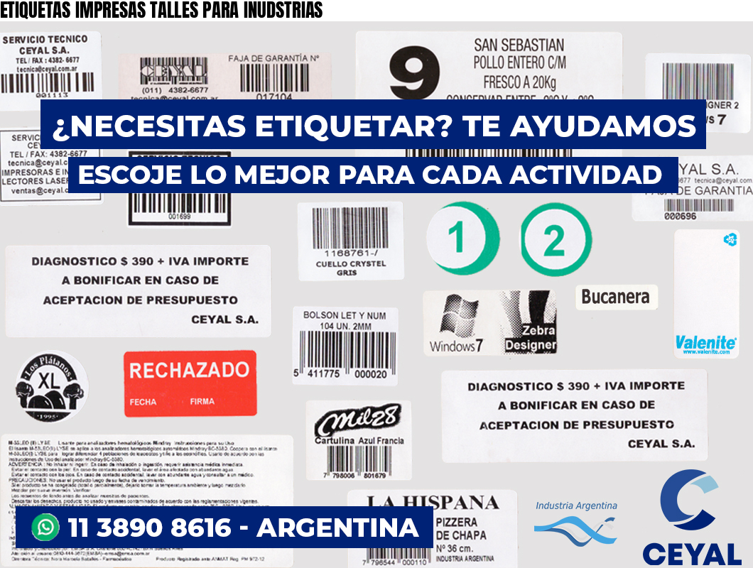 ETIQUETAS IMPRESAS TALLES PARA INUDSTRIAS