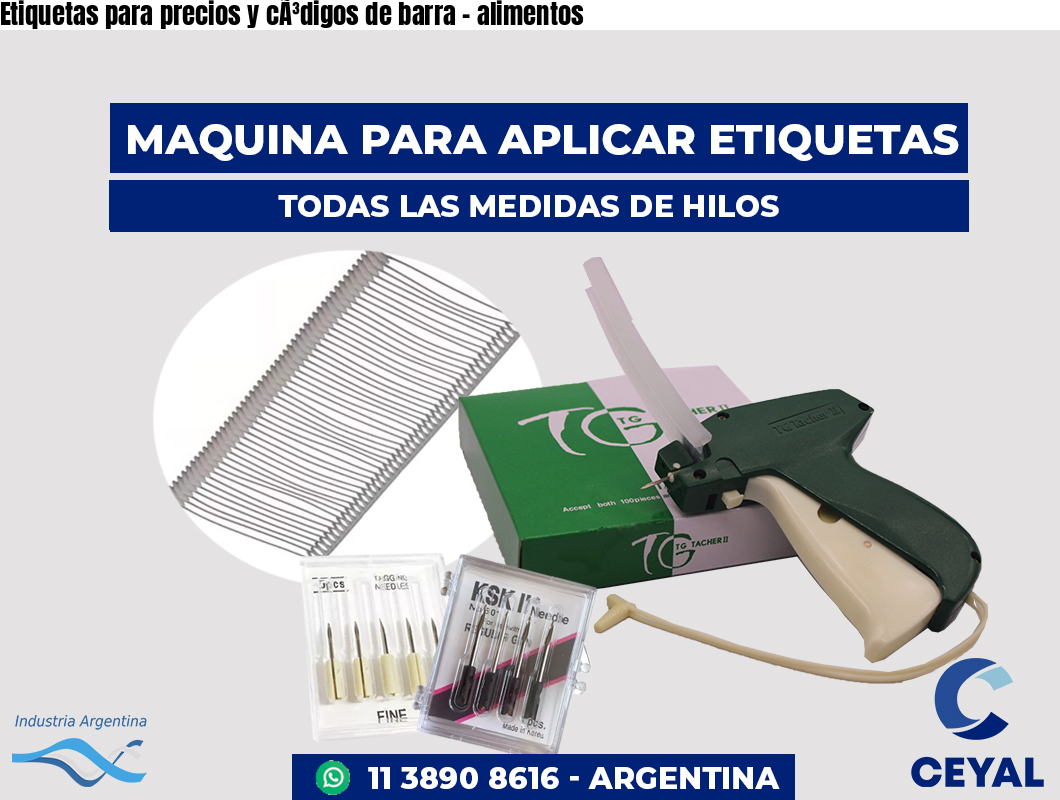 Etiquetas para precios y códigos de barra - alimentos