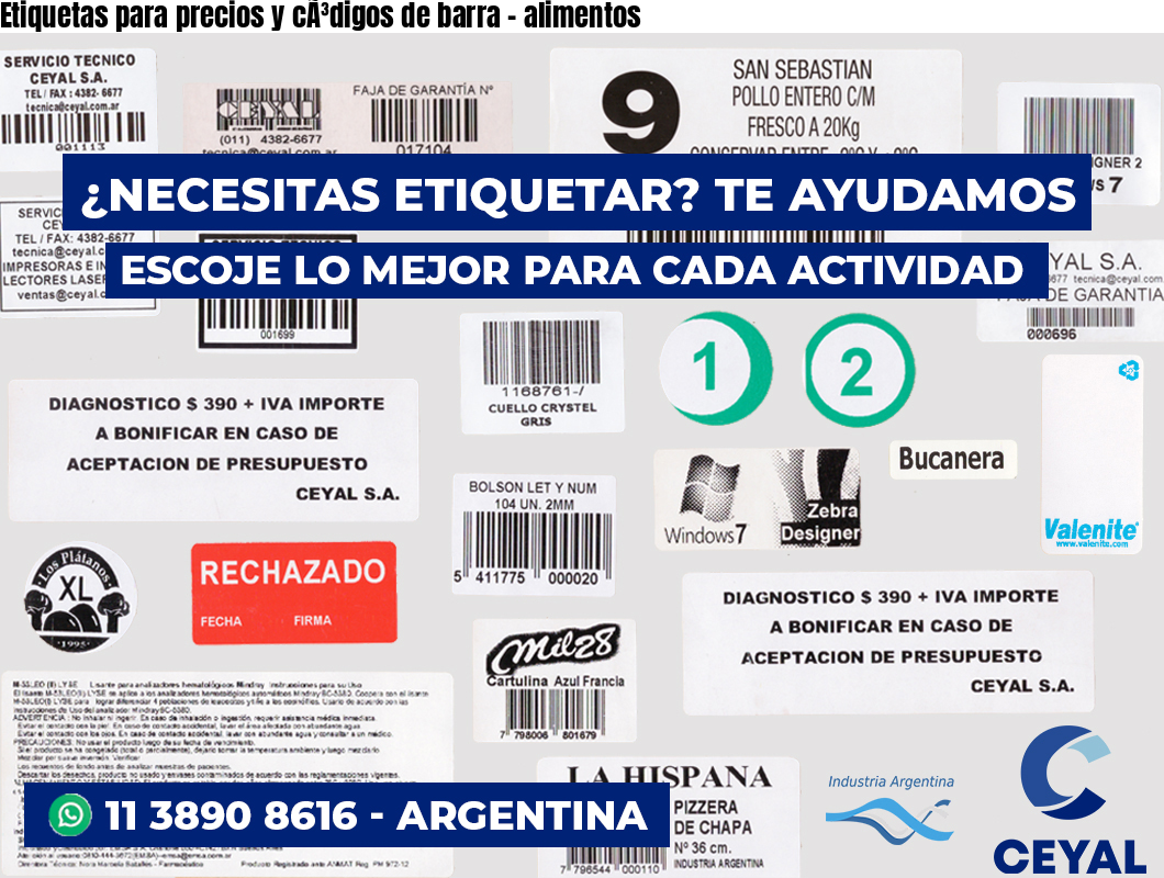 Etiquetas para precios y cÃ³digos de barra – alimentos