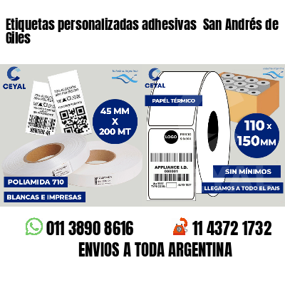 Etiquetas personalizadas adhesivas  San Andrés de Giles