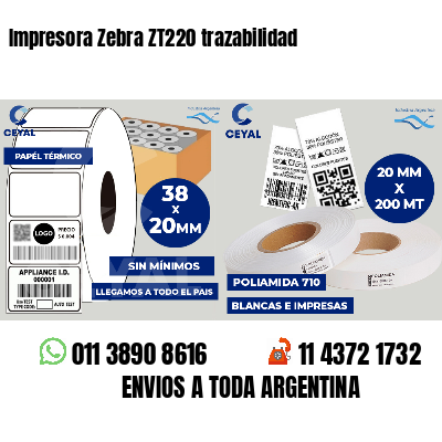 Impresora Zebra ZT220 trazabilidad