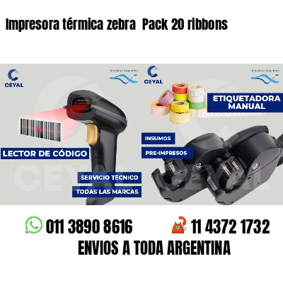 Impresora térmica zebra  Pack 20 ribbons