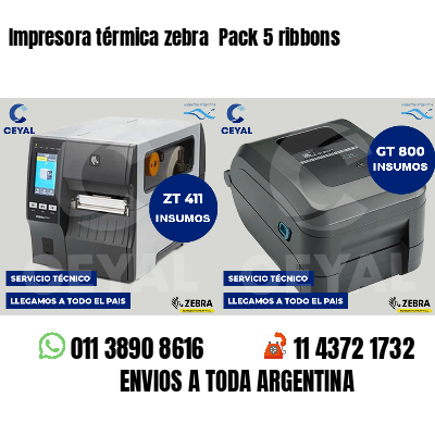 Impresora térmica zebra Pack 5 ribbons