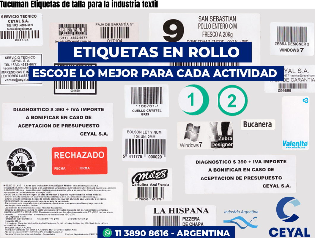 Tucuman Etiquetas de talla para la industria textil