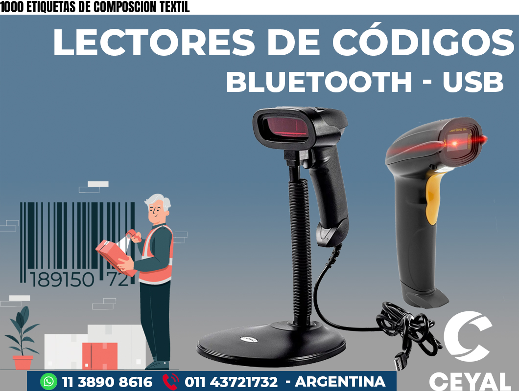 1000 ETIQUETAS DE COMPOSCION TEXTIL