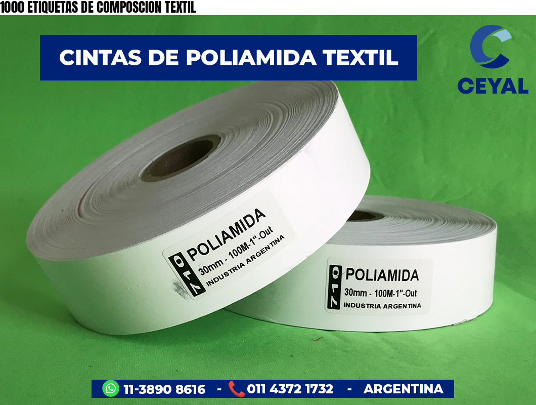 1000 ETIQUETAS DE COMPOSCION TEXTIL