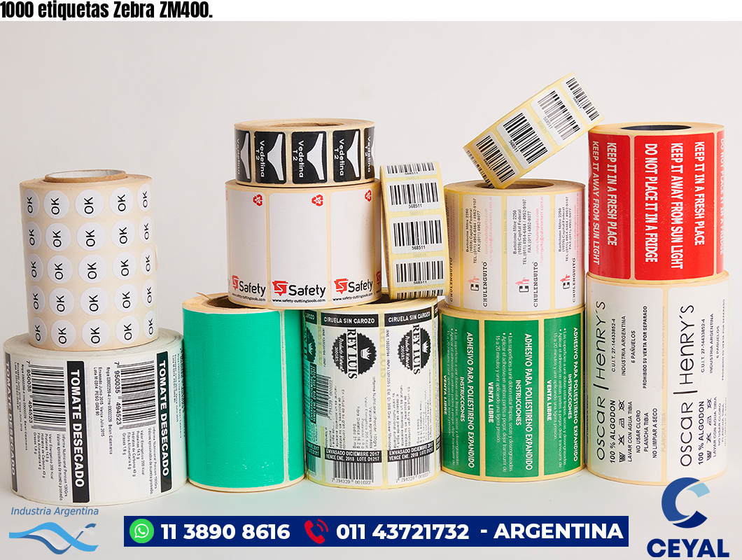 1000 etiquetas Zebra ZM400.