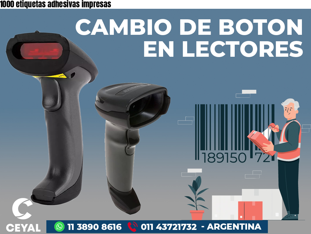 1000 etiquetas adhesivas impresas