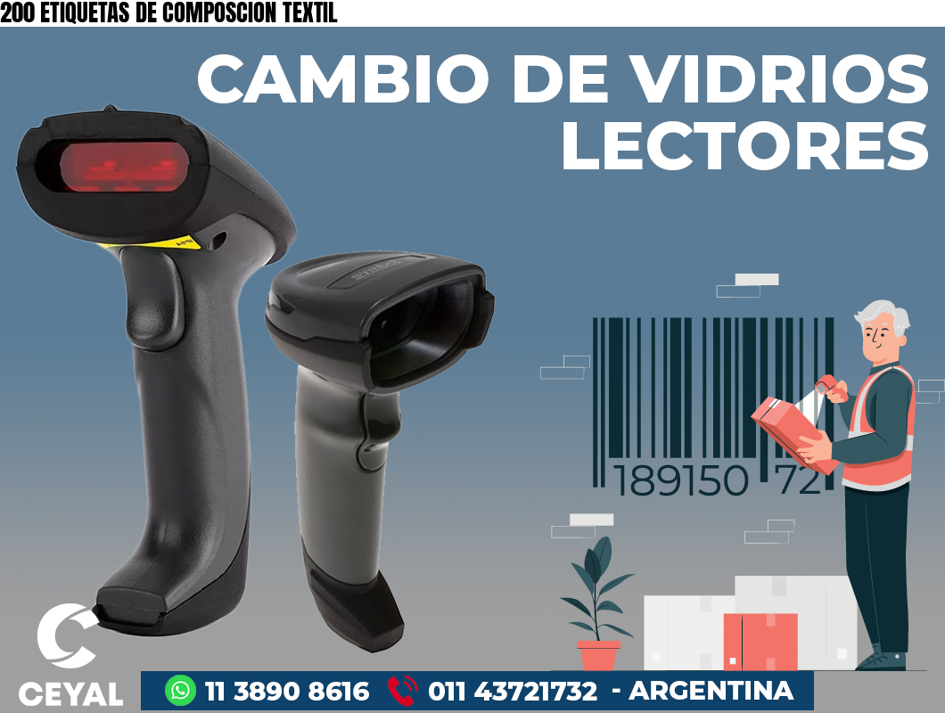 200 ETIQUETAS DE COMPOSCION TEXTIL