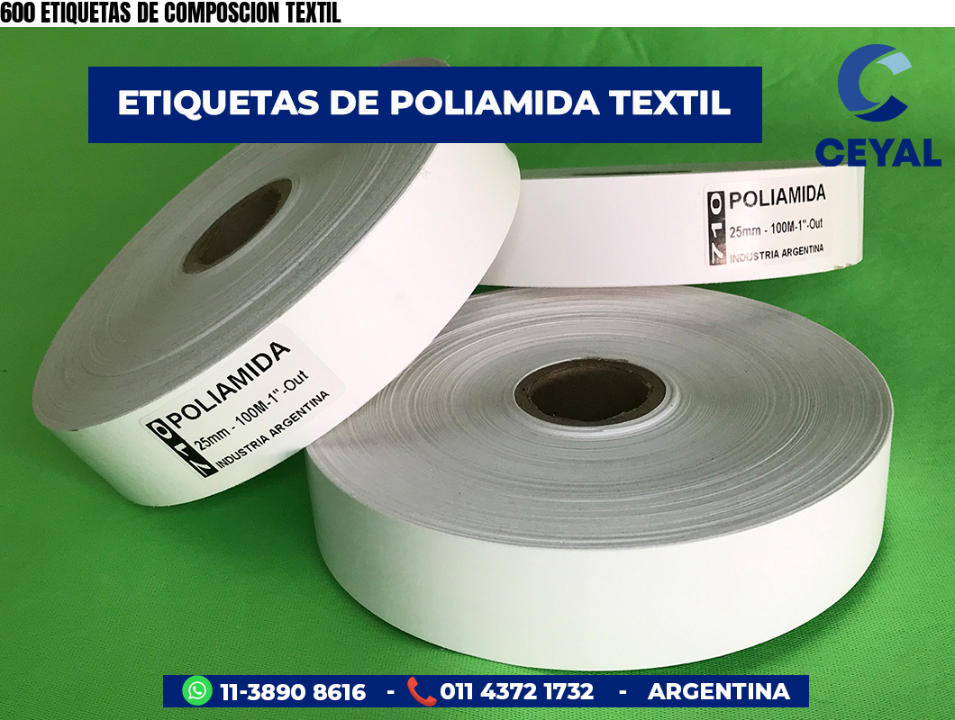 600 ETIQUETAS DE COMPOSCION TEXTIL
