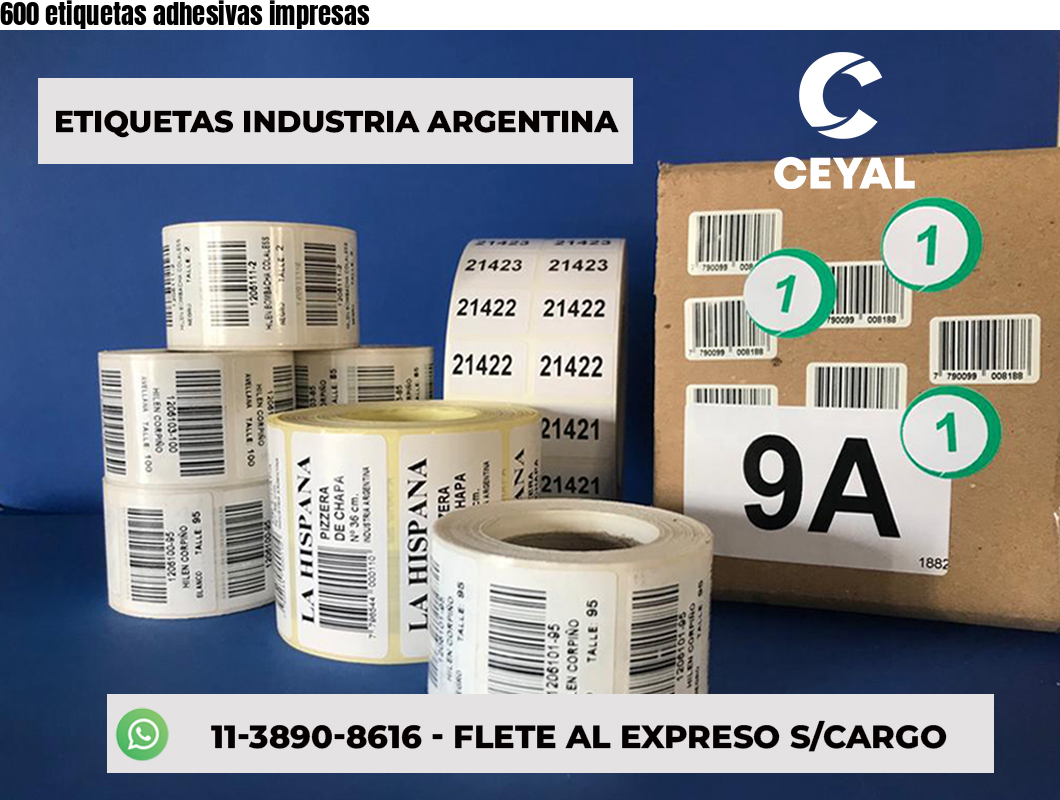 600 etiquetas adhesivas impresas