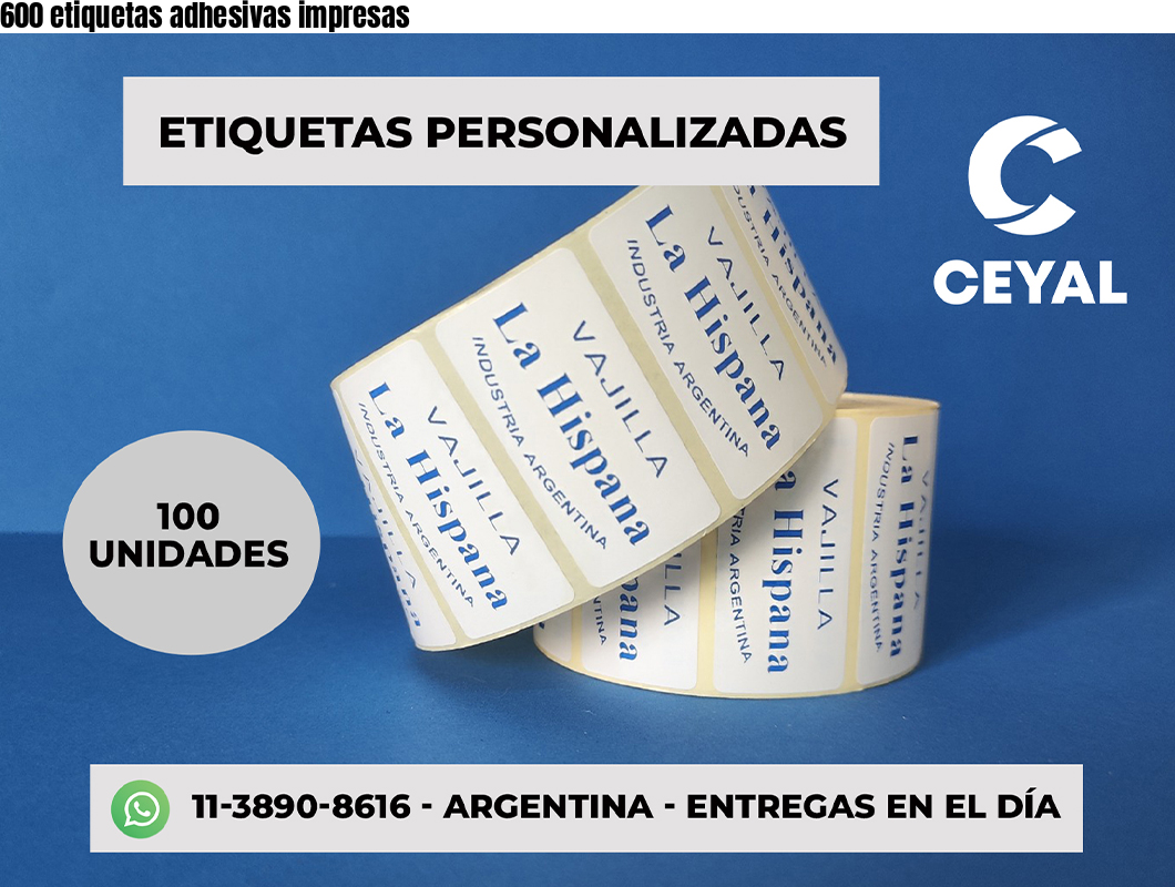 600 etiquetas adhesivas impresas