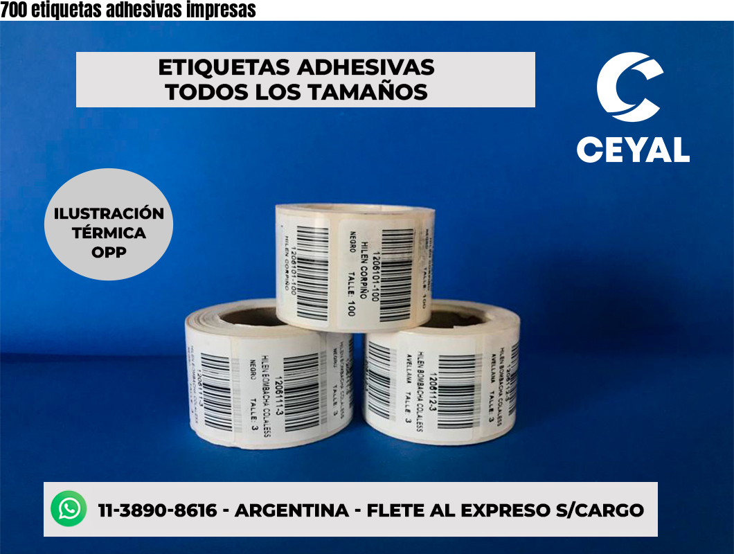 700 etiquetas adhesivas impresas