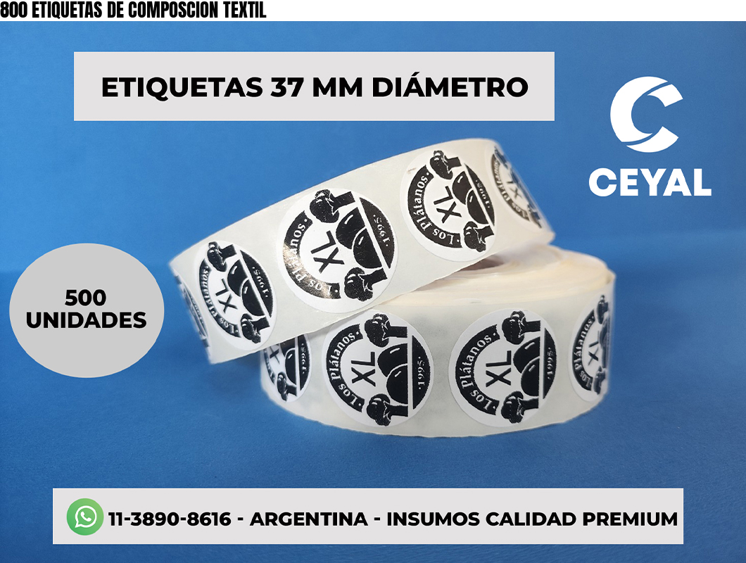 800 ETIQUETAS DE COMPOSCION TEXTIL