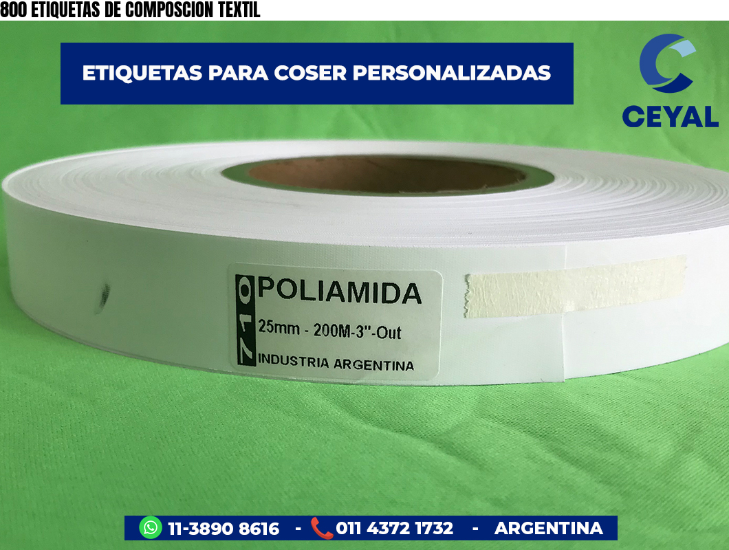 800 ETIQUETAS DE COMPOSCION TEXTIL