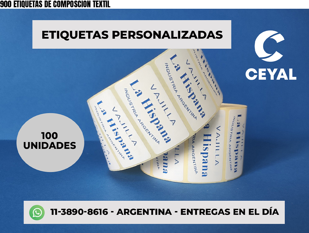 900 ETIQUETAS DE COMPOSCION TEXTIL