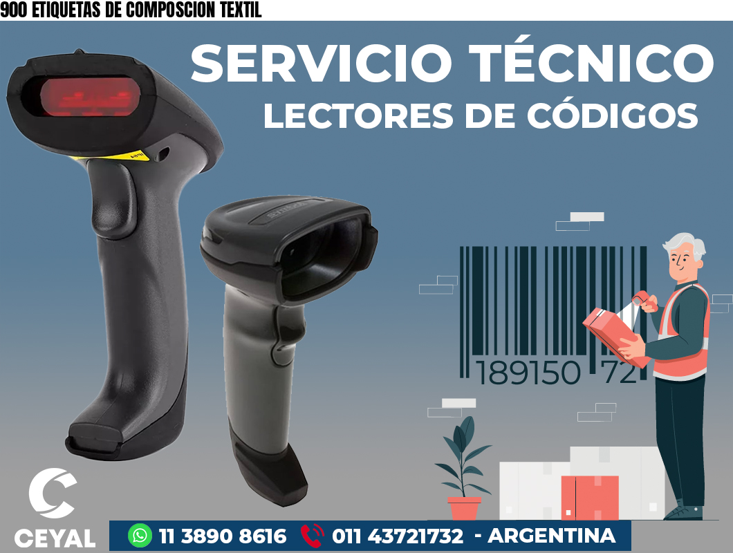 900 ETIQUETAS DE COMPOSCION TEXTIL