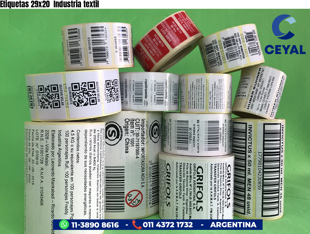 Etiquetas 29x20 Industria textil