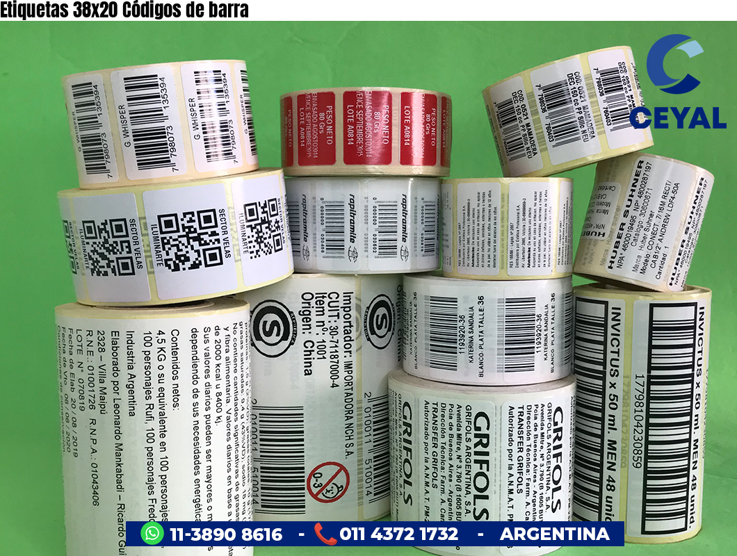 Etiquetas 38x20 Códigos de barra