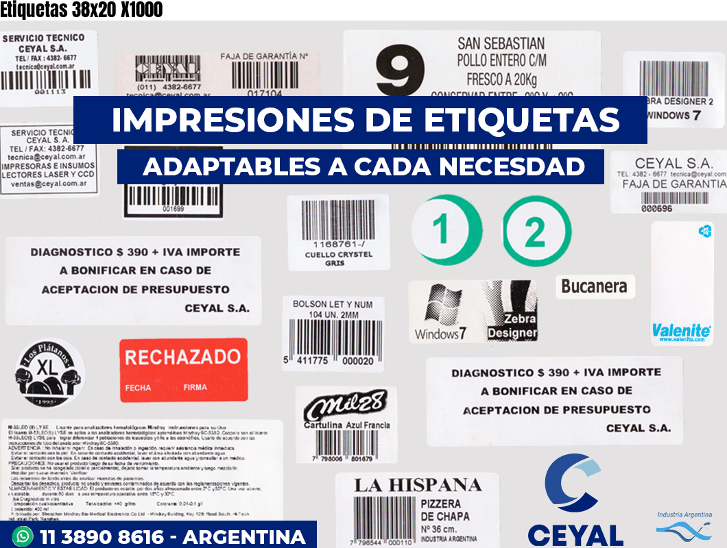 Etiquetas 38x20 X1000