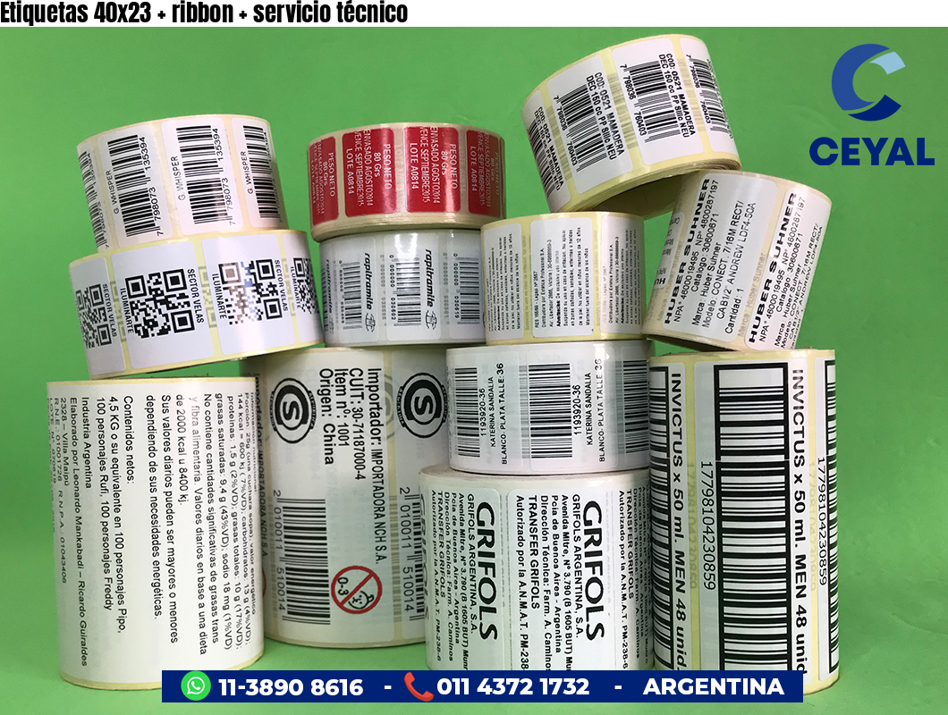 Etiquetas 40x23 ribbon servicio técnico