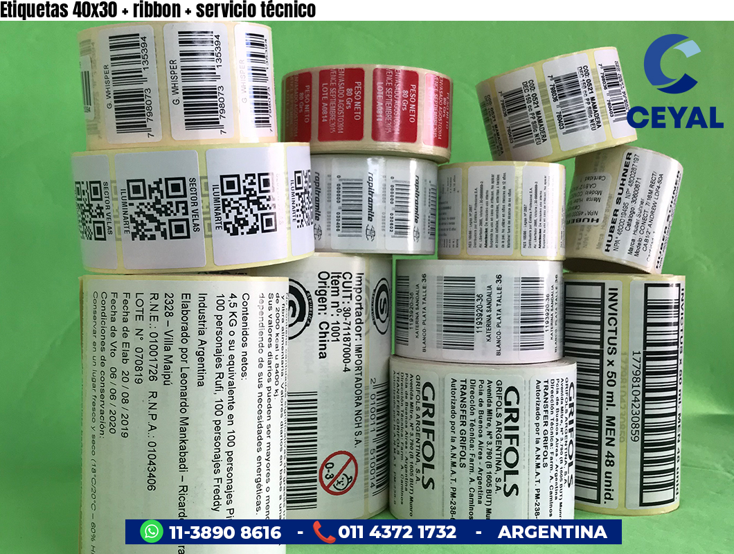 Etiquetas 40x30 ribbon servicio técnico