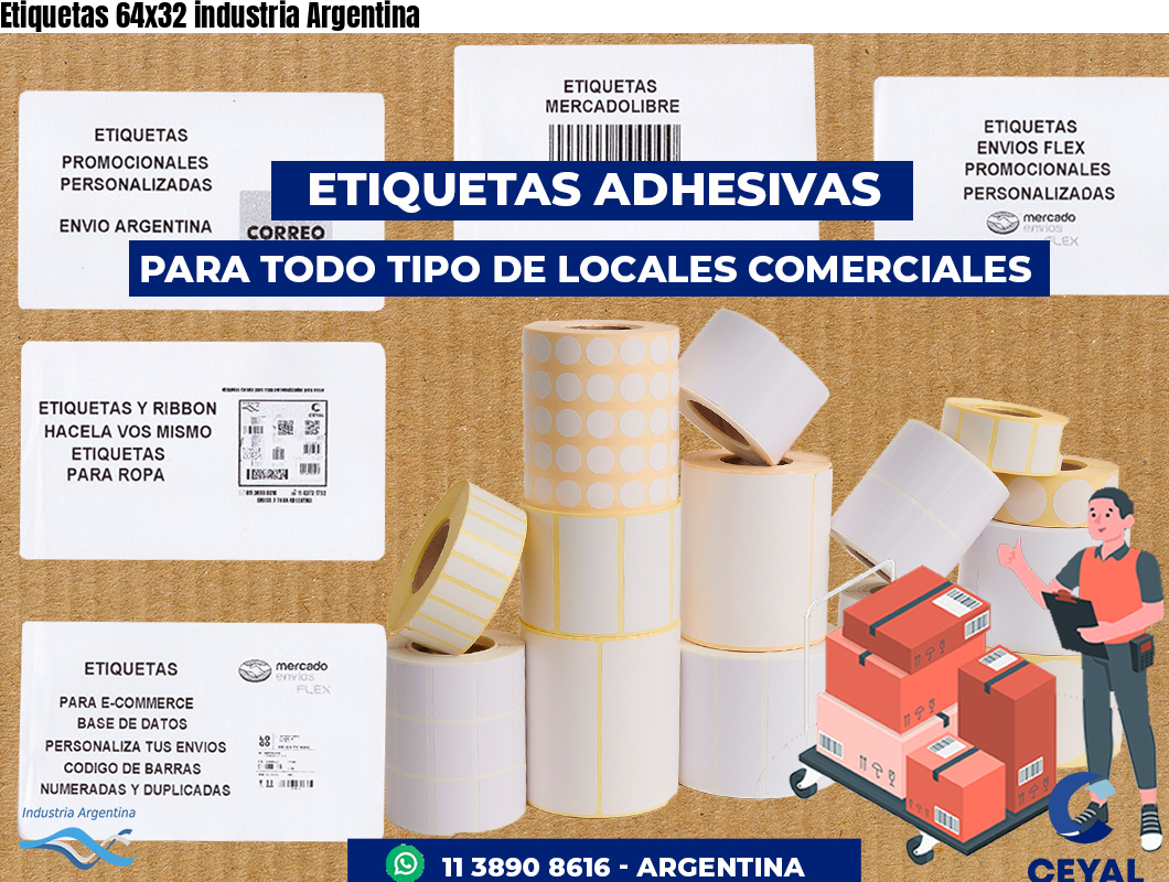 Etiquetas 64x32 industria Argentina